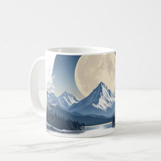 Full Moon Mountain Landscape Sweatshirt Kaffeetasse (Vorderseite Links)