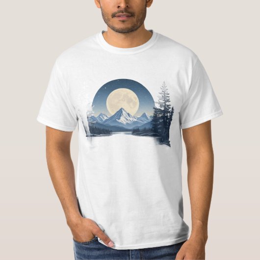 Full Moon Mountain Landscape Sweatshirt T-Shirt (Vorderseite)