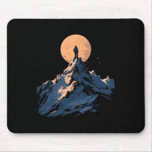 Full Moon Mountain Peak Design - Klettern und Natu Mousepad