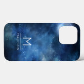 Full Moon Navy Blue Galaxy Sky Celestial Monogram Case-Mate iPhone Hülle (Rückseite (Horizontal))