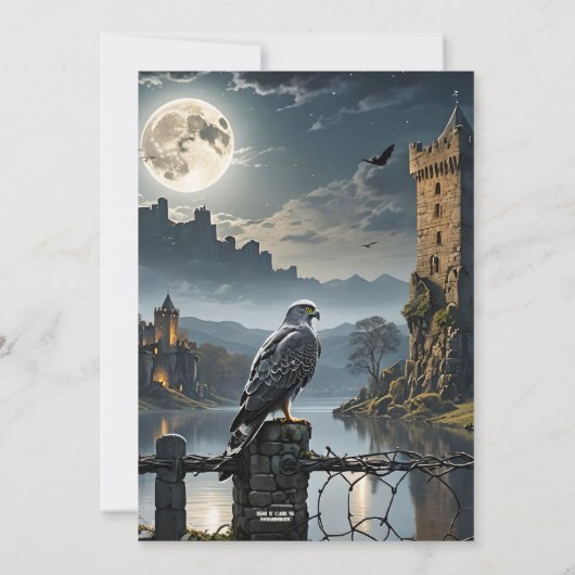 Full Moon Night Castle Halloween Abendessen Party Einladung (Rückseite)