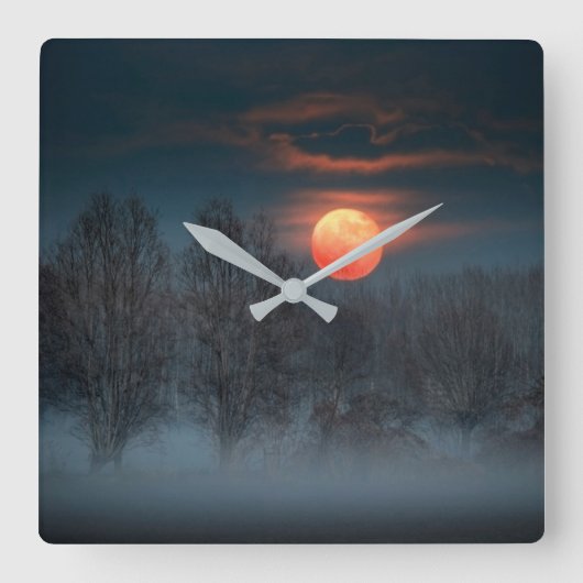 Full Moon | November in Scalenghe, Italy Quadratische Wanduhr (Vorderseite)