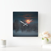 Full Moon | November in Scalenghe, Italy Quadratische Wanduhr (Zuhause)