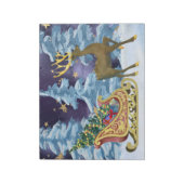 Full Moon Over Reindeer With Sleigh Notizblock (Rotiert)