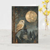Full Moon Owl Blank Karte (Gelbe Blume)
