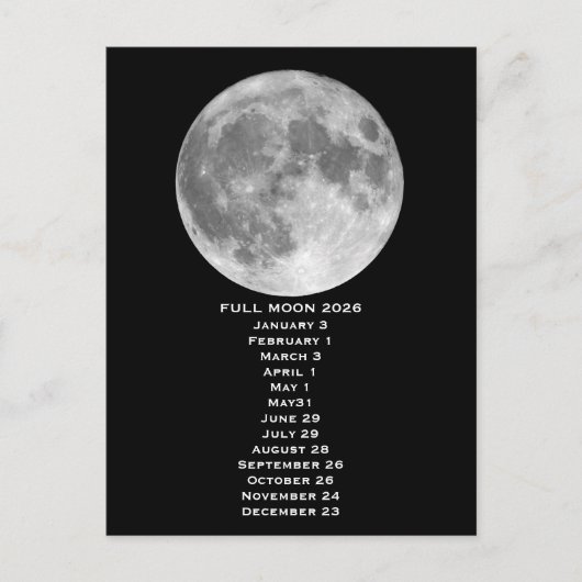 Full Moon Phases 2026 Postcard Postkarte (Vorderseite)