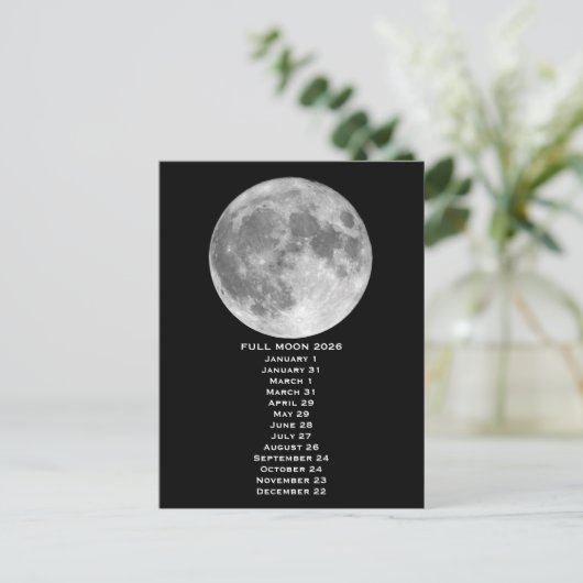 Full Moon Phases 2026 Postkarte (Stehend Vorderseite)