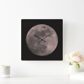 Full Moon Quadratische Wanduhr (Zuhause)