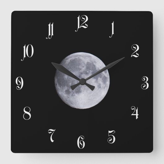 Full moon quadratische wanduhr (Vorderseite)
