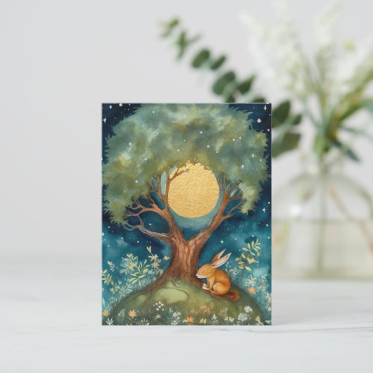Full Moon Rabbit Postcard Postkarte (Stehend Vorderseite)