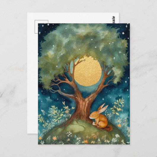 Full Moon Rabbit Postcard Postkarte (Vorne/Hinten)