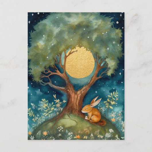 Full Moon Rabbit Postcard Postkarte (Vorderseite)
