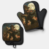 Full Moon Scarecrow Serenade Ofenhandschuh & Topflappen-Set (Vorderseite/Rückseite)
