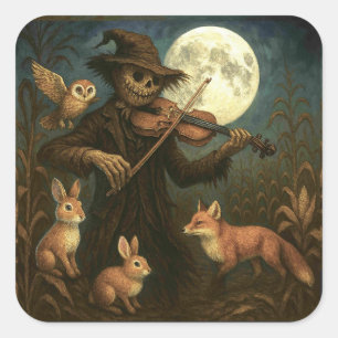 Full Moon Scarecrow Serenade Quadratischer Aufkleber