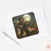 Full Moon Scarecrow Serenade Quadratischer Aufkleber (Umschlag)
