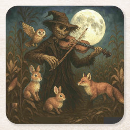 Full Moon Scarecrow Serenade Rechteckiger Pappuntersetzer
