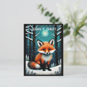 Full Moon Snowy Night Forest Niedlich Forest Weihn Postkarte (Stehend Vorderseite)