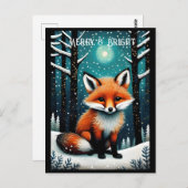 Full Moon Snowy Night Forest Niedlich Forest Weihn Postkarte (Vorne/Hinten)