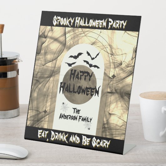 Full Moon Spider Bats Spooky Beängstigend Happy Ha Sockelschild (In Situ)