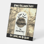 Full Moon Spider Bats Spooky Beängstigend Happy Ha Sockelschild (Vorderseite)