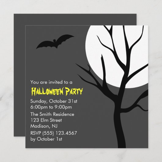 Full Moon Spooky Night Halloween-Party lädt ein Einladung (Vorne/Hinten)