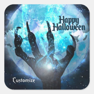 Full Moon Transformation Halloween Quadratischer Aufkleber