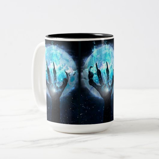 Full Moon Transformation Halloween Zweifarbige Tasse (Vorderseite Links)