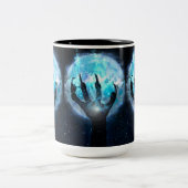 Full Moon Transformation Halloween Zweifarbige Tasse (Mittel)