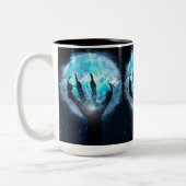 Full Moon Transformation Halloween Zweifarbige Tasse (Links)