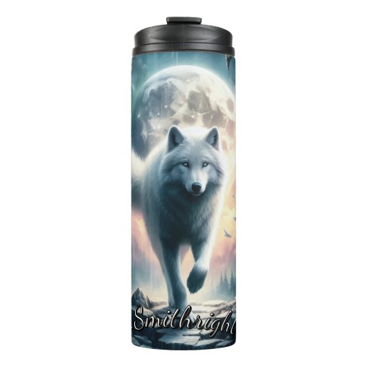 Full Moon White Wolf Thermosbecher (Vorderseite)