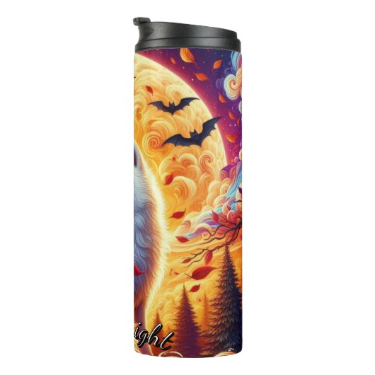 Full Moon White Wolf Thermosbecher (Nach rechts gedreht)
