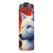 Full Moon White Wolf Thermosbecher (Vorderseite)