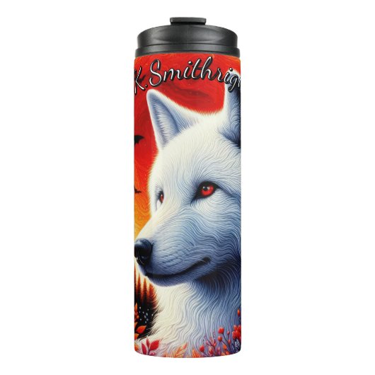 Full Moon White Wolf Thermosbecher (Vorderseite)