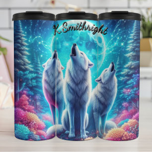 Full Moon White Wolf Thermosbecher