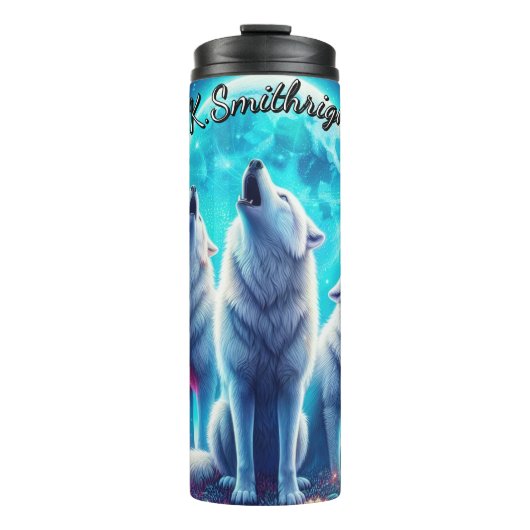 Full Moon White Wolf Thermosbecher (Vorderseite)