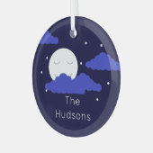 Full Moon with Clouds and Stars Ornament Aus Glas (Vorderseite links)