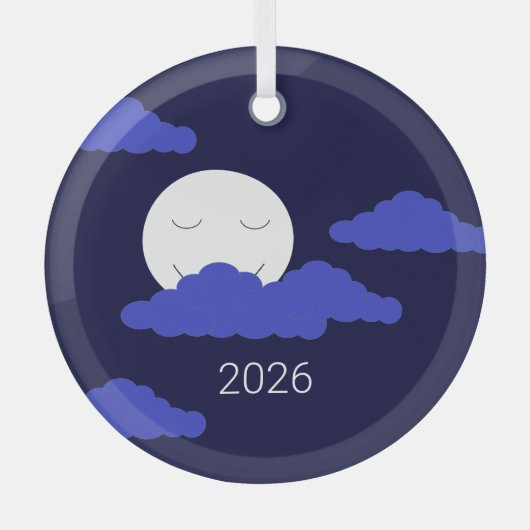 Full Moon with Clouds Ornament Aus Glas (Vorderseite)