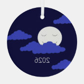 Full Moon with Clouds Ornament Aus Glas (Rückseite)
