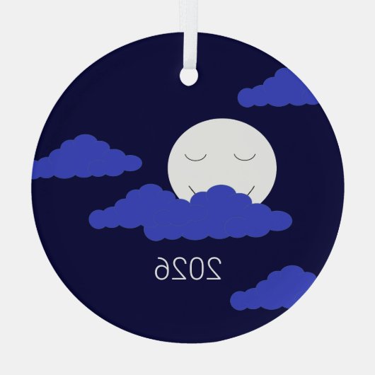 Full Moon with Clouds Ornament Aus Glas (Rückseite)