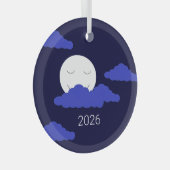 Full Moon with Clouds Ornament Aus Glas (Vorderseite Rechts)