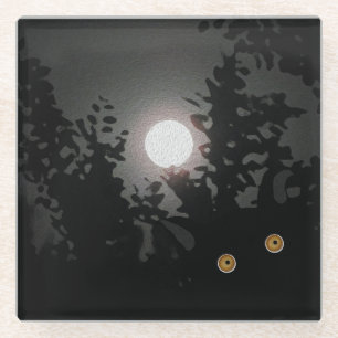 Full Moon Wolf Glass Untersetzer