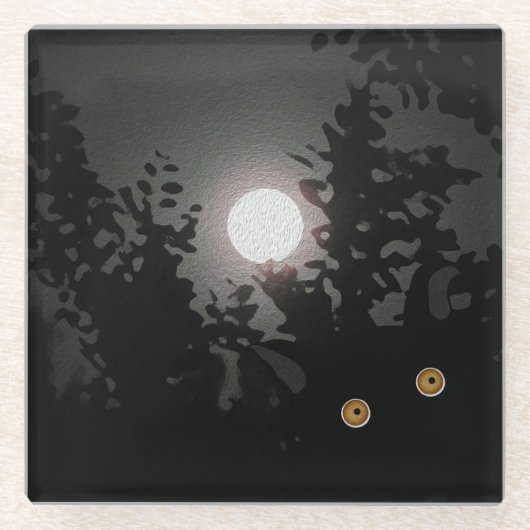 Full Moon Wolf Glass Untersetzer (Vorderseite)