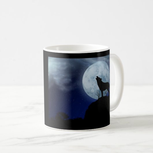 Full Moon Wolf Kaffeetasse (VorderseiteRechts)