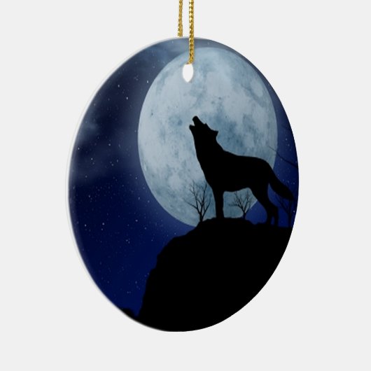 Full Moon Wolf Keramikornament (Rechts)