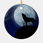 Full Moon Wolf Keramikornament (Vorne)