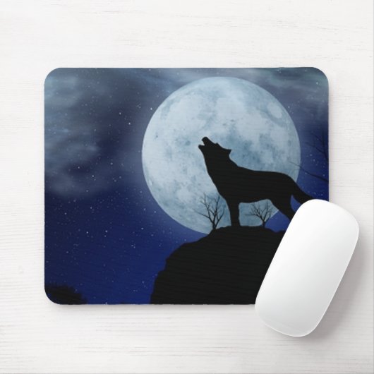 Full Moon Wolf Mousepad (Mit Mouse)