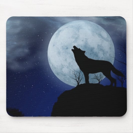 Full Moon Wolf Mousepad (Vorne)