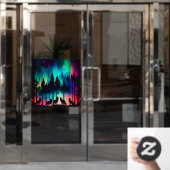 Full Moon Wolf Pack Howling Northern Lights Fensteraufkleber (Büro Tür)