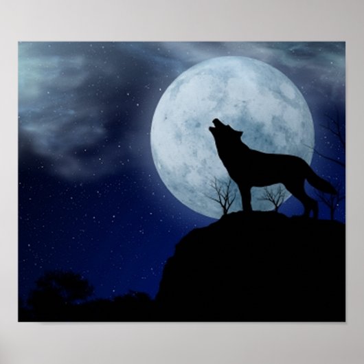Full Moon Wolf Poster (Vorne)