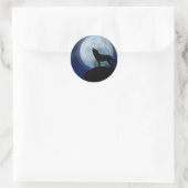 Full Moon Wolf Runder Aufkleber (Tasche)